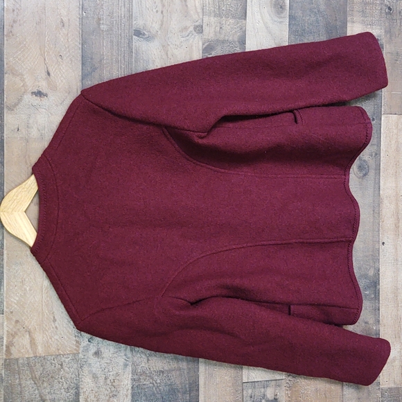 Vintage Orig. Salzburger Boiled pure new wool Marroon Coat Med women's - Picture 11 of 14